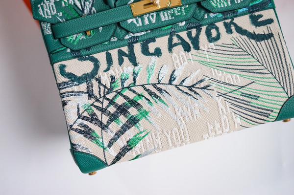 [Online Exclusive] Hermes Singapore Limited Edition Embroidered Birkin 30 Bag Green