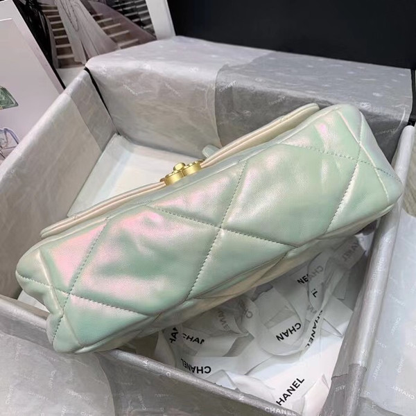 CHANEL 19 Iridescent White Large Flap Bag