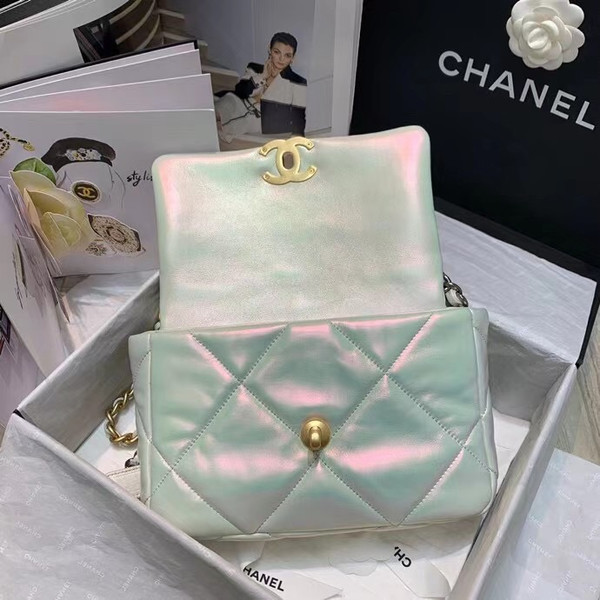 CHANEL 19 Iridescent White Flap Bag