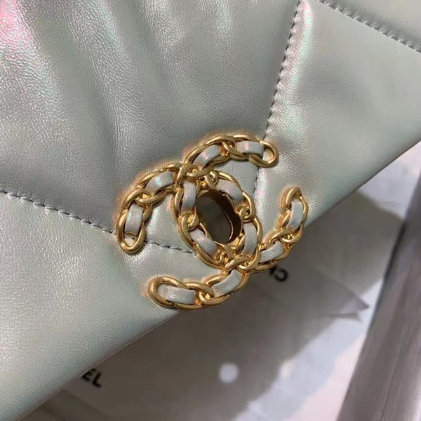 CHANEL 19 Iridescent White Flap Bag