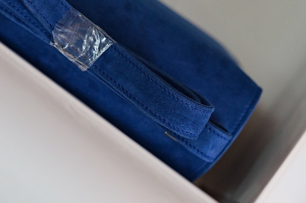 Hermes  Constance Veau Doblis Suede Blue Saphir 19cm