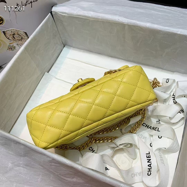 Chanel Flap Bag with Resin & Gold-Tone Metal Yellow Mini