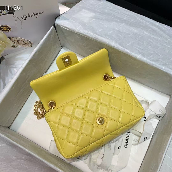 Chanel Flap Bag with Resin & Gold-Tone Metal Yellow Mini
