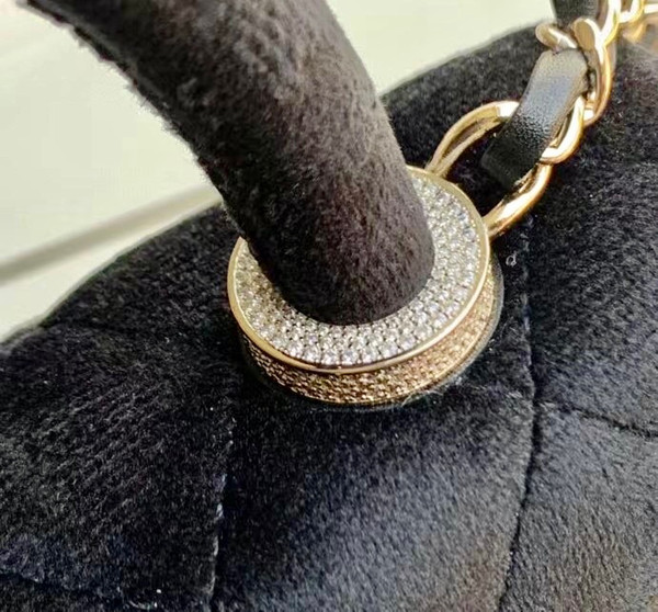 Chanel Mini Velvet Flap Bag with Top Handle and Diamond hardware