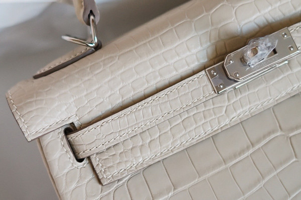 Hermes Craie Alligator KELLY 25 WITH PALLADIUM  HARDWARE