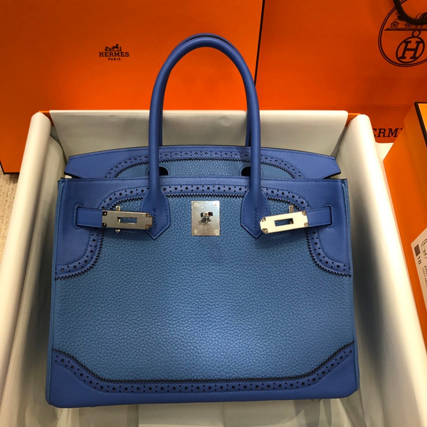 Hermes Limited Edition 2T Blue Paradise Ghillie Birkin 30cm Togo Gold Hardware