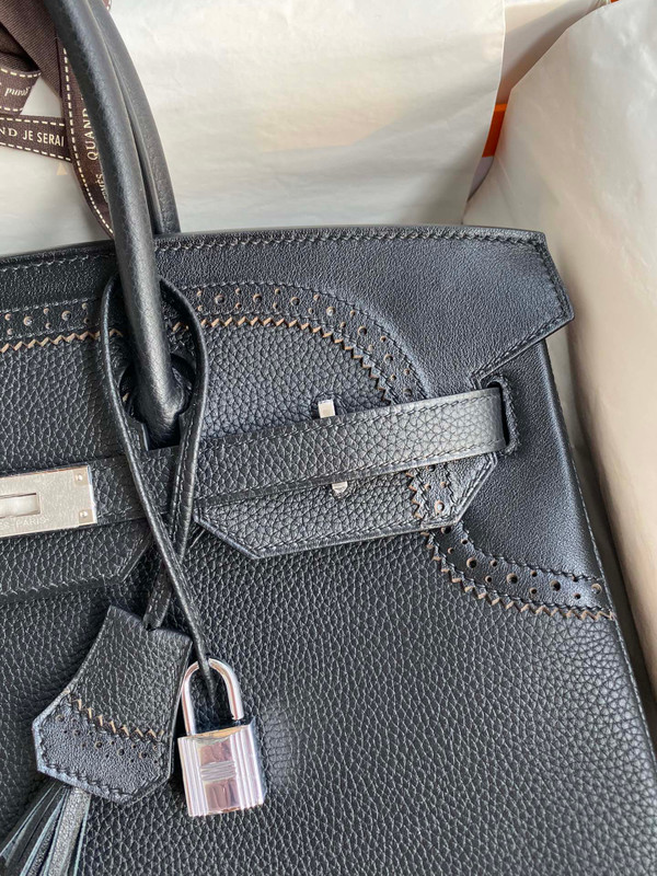 Hermes Limited Edition Black Ghillie Birkin 30cm Togo Palladium Hardware