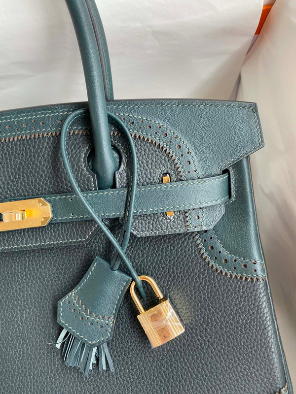 Hermes Limited Edition 6O Vert Cypress Ghillie Birkin 30cm Togo Gold Hardware