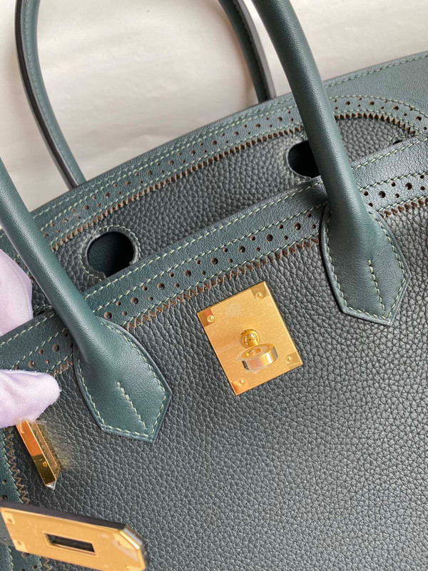 Hermes Limited Edition 6O Vert Cypress Ghillie Birkin 30cm Togo Gold Hardware