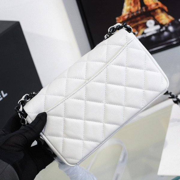 Chanel Small Grained Calfskin Lacquered Logo Flap Bag