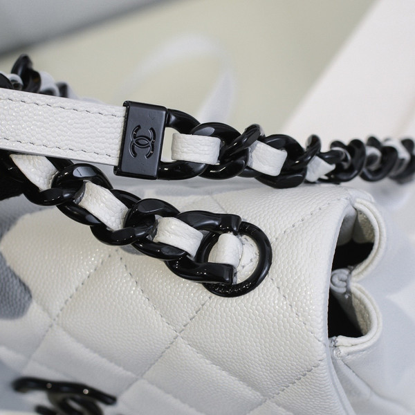 Chanel Small Grained Calfskin Lacquered Logo Flap Bag