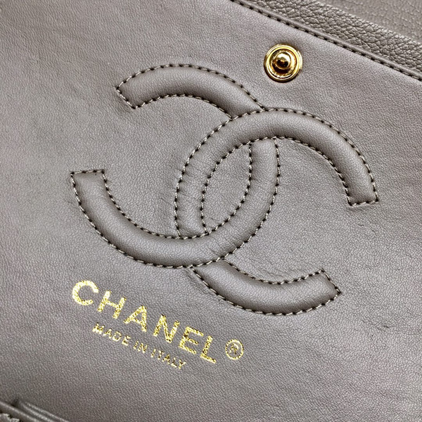 CHANEL 1112 Classic Flap Bag  Khaki  Deerskin Medium Gold HW
