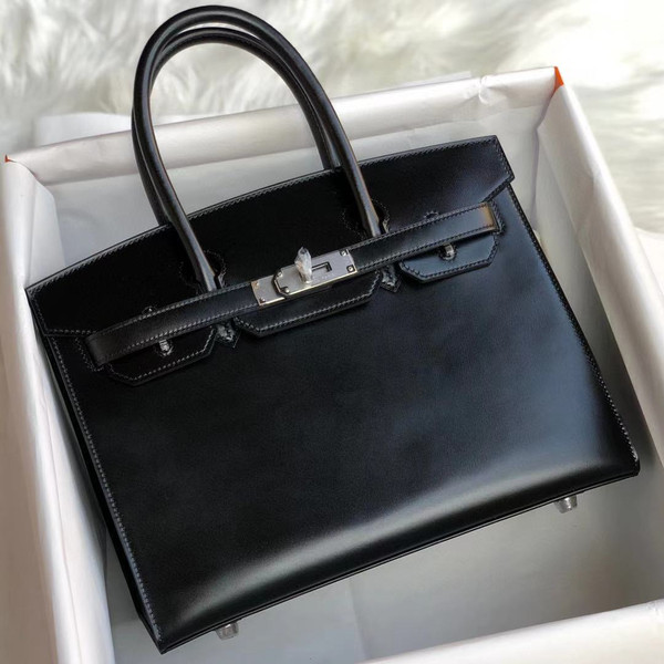 Hermes Black Sellier Birkin 30 Box Calf PHW