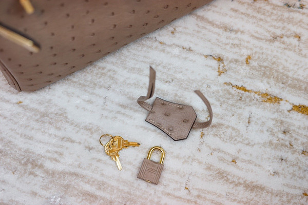 Hermes Etoupe Birkin Bag 25cm KK Ostrich Leather Gold Hardware