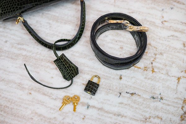 Hermes Emerald Alligator KELLY 25 WITH GOLDHARDWARE