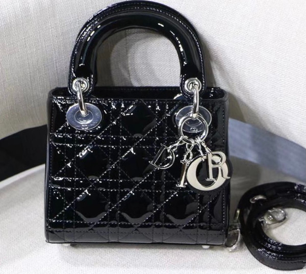 Christian Dior MINI LADY DIOR BAG Black Patent Cannage Calfskin