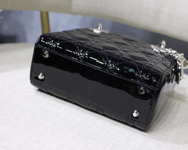 Christian Dior MINI LADY DIOR BAG Black Patent Cannage Calfskin