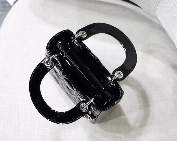 Christian Dior MINI LADY DIOR BAG Black Patent Cannage Calfskin