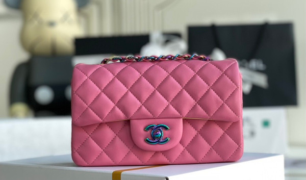 Chanel Rainbow Metal mini flap bag Pink