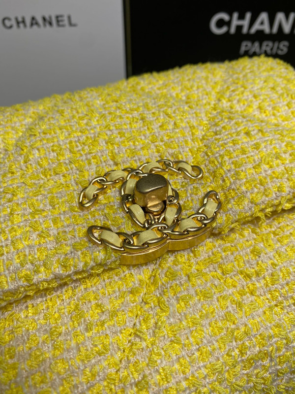 Chanel Yellow Tweed 19 flap bag
