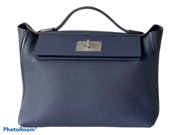 Hermès Mini 24/24 – 21 Bag Blue Nuit Evercolor/Swift leather Palladium hardware
