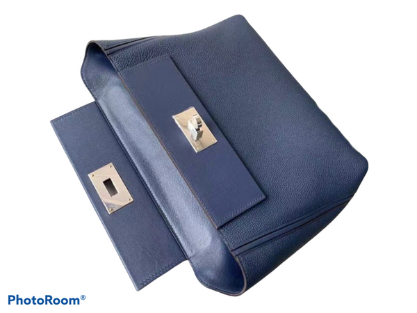 Hermès Mini 24/24 – 21 Bag Blue Nuit Evercolor/Swift leather Palladium hardware