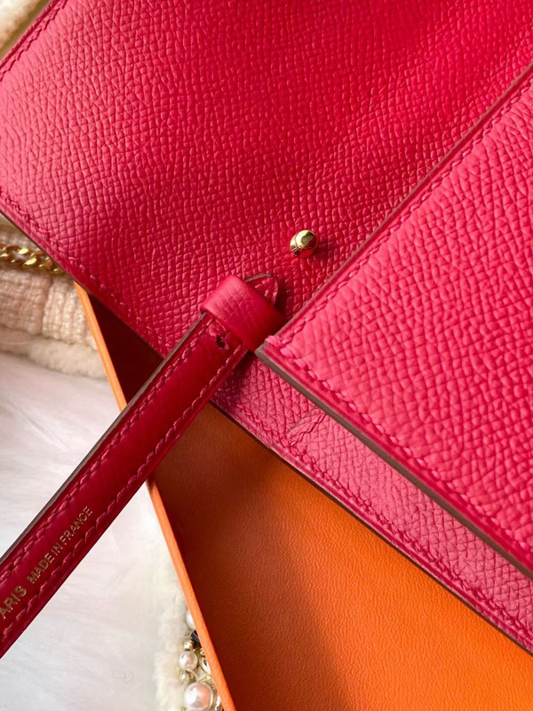 Hermes Clic 16 wallet Red Epsom Leather With Gold Hardware