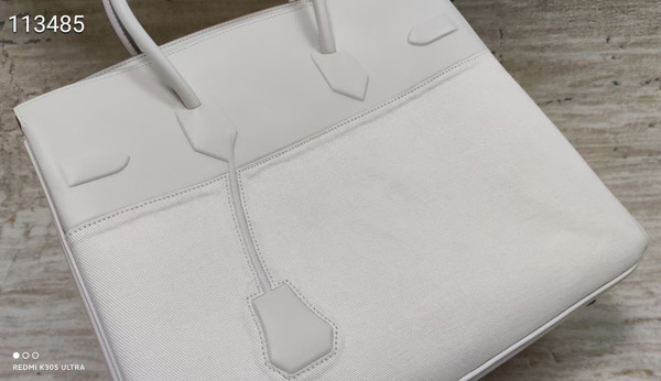 Hermes Shadow Birkin 35 White Swift Palladium Hardware