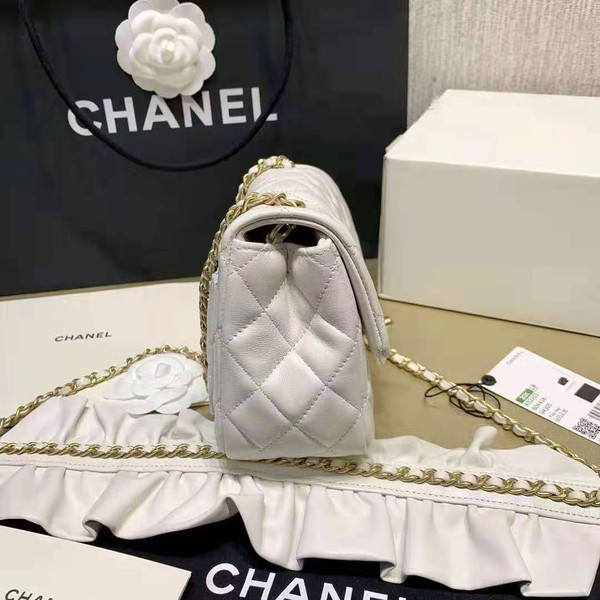Chanel Small Flap Bag With Bow Strap White