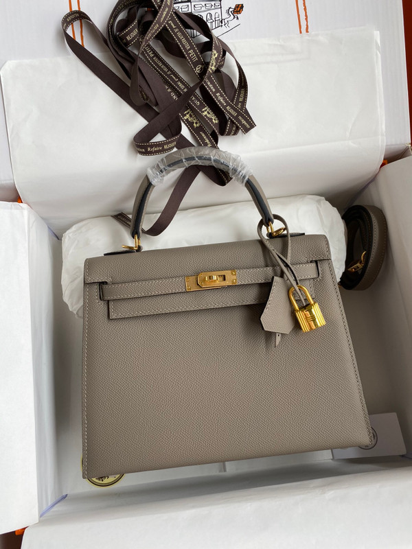 HERMES KELLY 28 SELLIER M8 GRIS ASPHALTE EPSOM GOLD HARDWARE