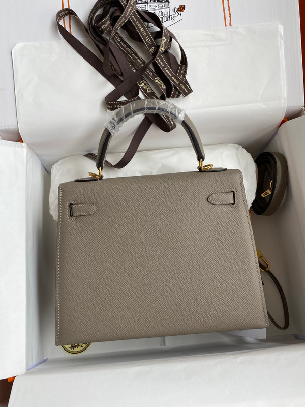 HERMES KELLY 28 SELLIER M8 GRIS ASPHALTE EPSOM GOLD HARDWARE