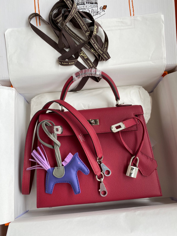 HERMES KELLY 28 SELLIER RUBIS EPSOM PALLADIUM HARDWARE