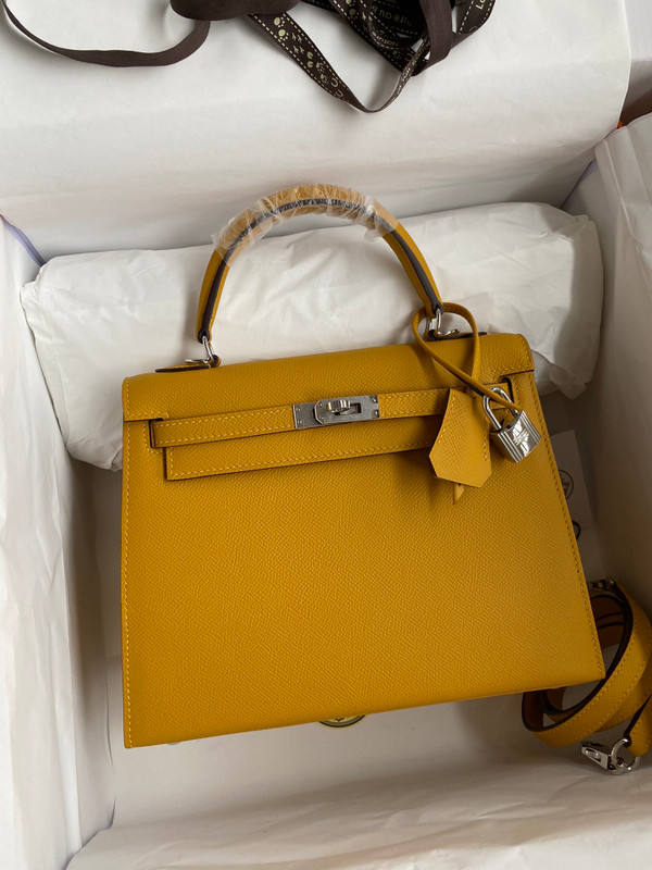 HERMES KELLY 28 SELLIER JAUME AMBRE EPSOM PALLADIUM HARDWARE