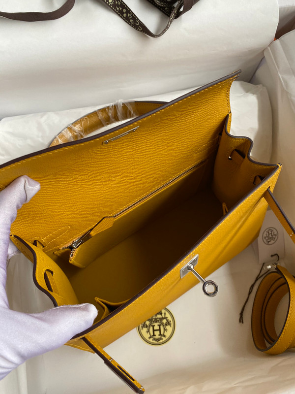 HERMES KELLY 28 SELLIER JAUME AMBRE EPSOM PALLADIUM HARDWARE