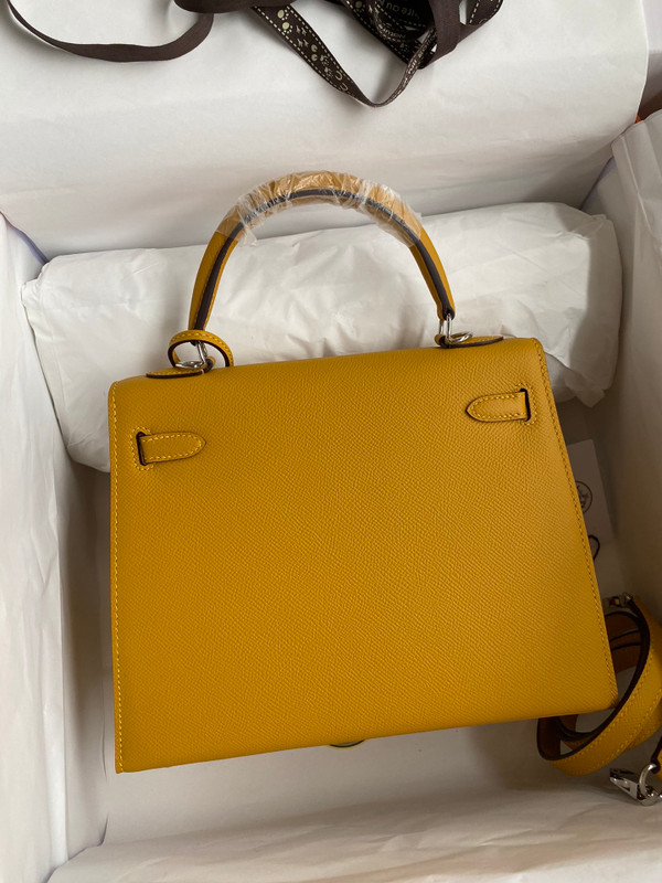 HERMES KELLY 28 SELLIER JAUME AMBRE EPSOM PALLADIUM HARDWARE