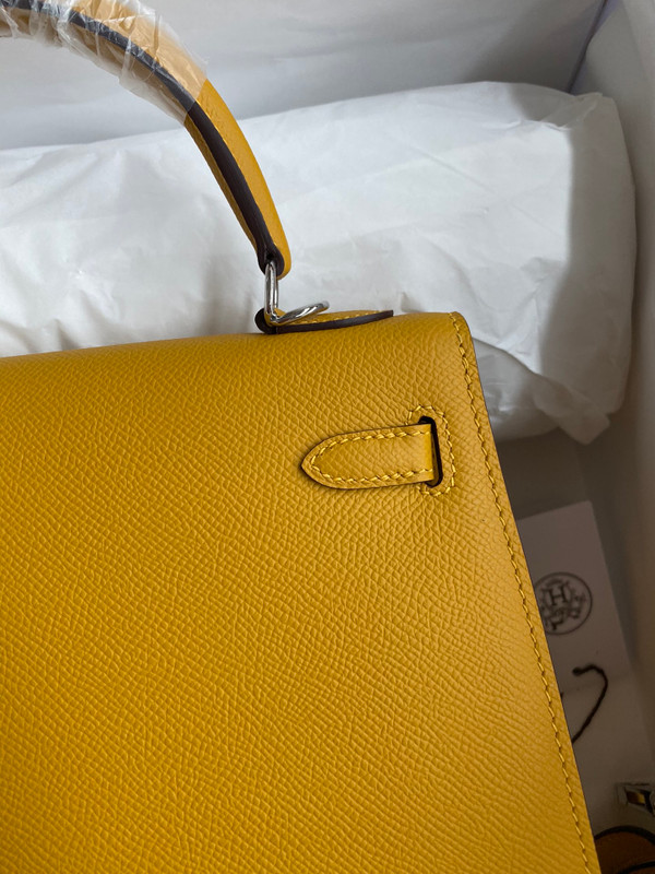 HERMES KELLY 28 SELLIER JAUME AMBRE EPSOM PALLADIUM HARDWARE