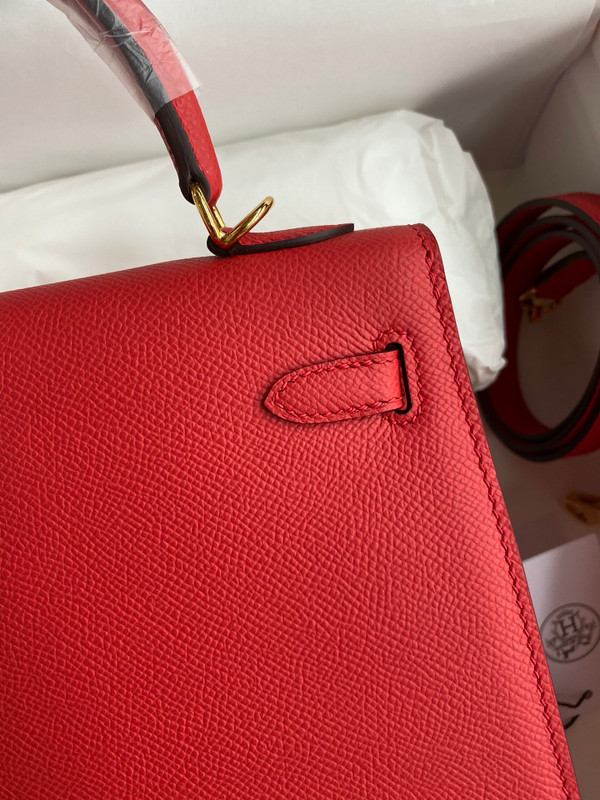 HERMES KELLY 28 SELLIER RED EPSOM GOLD HARDWARE