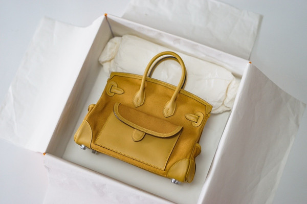 Hermes Limited Edition Cargo Birkin 25 cm Jaune Ambre Swift and canvas