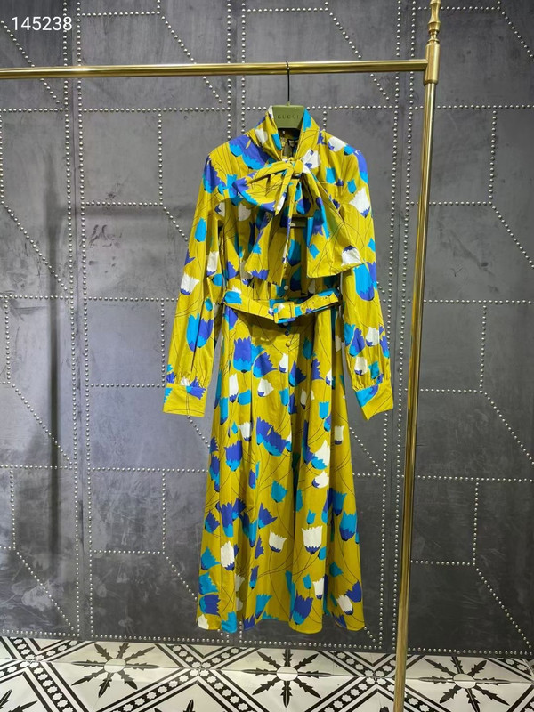 Gucci Tulip print cotton linen dress