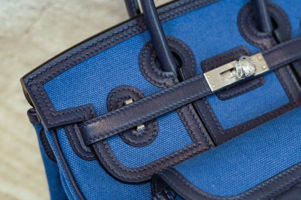 Hermes Limited Edition Cargo Birkin 25 cm Blue Swift and canvas