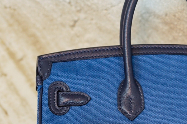 Hermes Limited Edition Cargo Birkin 25 cm Blue Swift and canvas