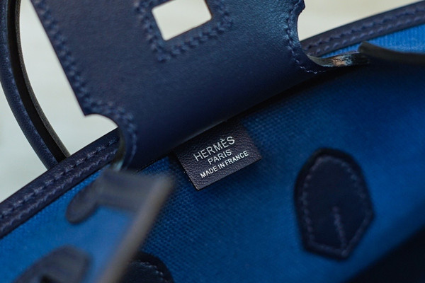 Hermes Limited Edition Cargo Birkin 25 cm Blue Swift and canvas
