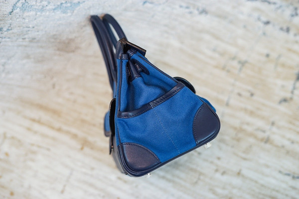 Hermes Limited Edition Cargo Birkin 25 cm Blue Swift and canvas