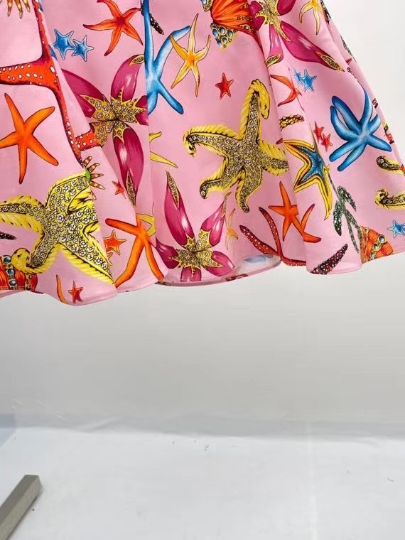 Versace TRÉSOR DE LA MER PRINT MIDI DRESS PINK