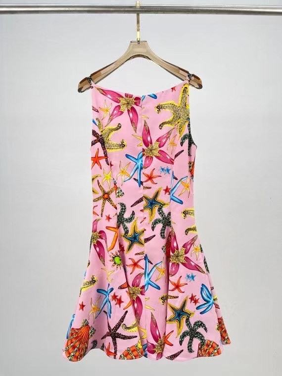Versace TRÉSOR DE LA MER PRINT MIDI DRESS PINK