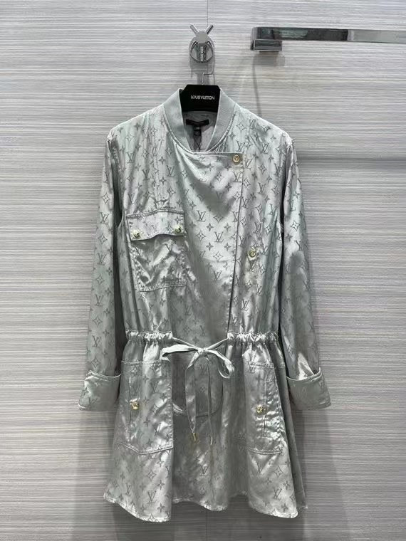 Louis Vuitton 1A91EC  WASHED SILK MONOGRAM LONG-SLEEVED DRESS