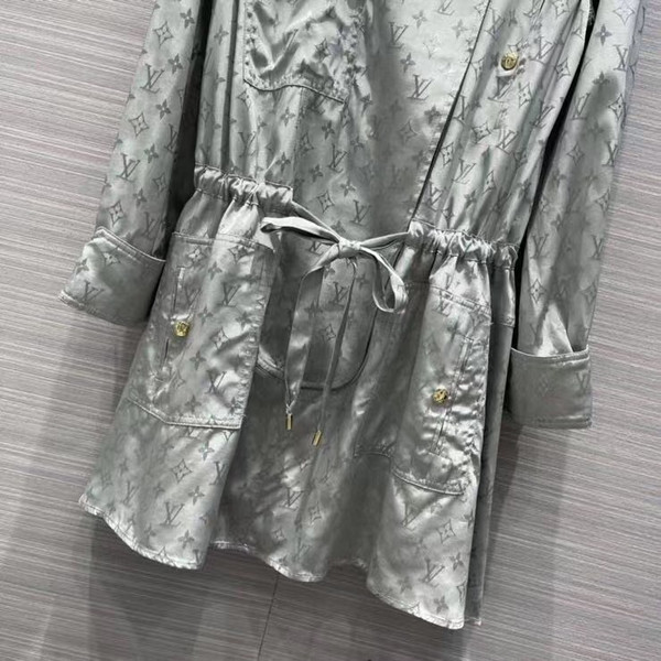Louis Vuitton 1A91EC  WASHED SILK MONOGRAM LONG-SLEEVED DRESS