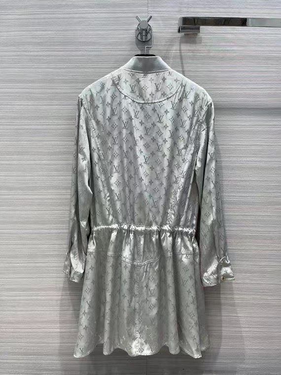 Louis Vuitton 1A91EC  WASHED SILK MONOGRAM LONG-SLEEVED DRESS