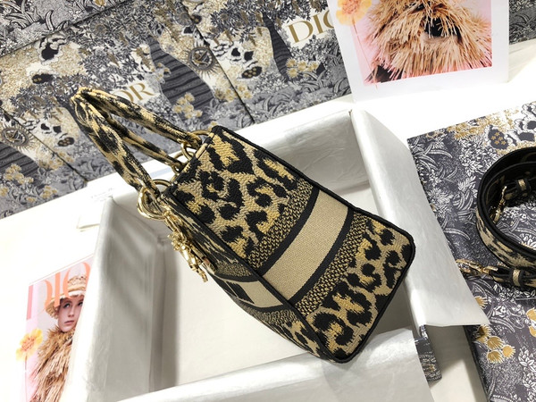 Christian Dior MEDIUM LADY D-LITE BAG Beige Multicolor Mizza Embroidery