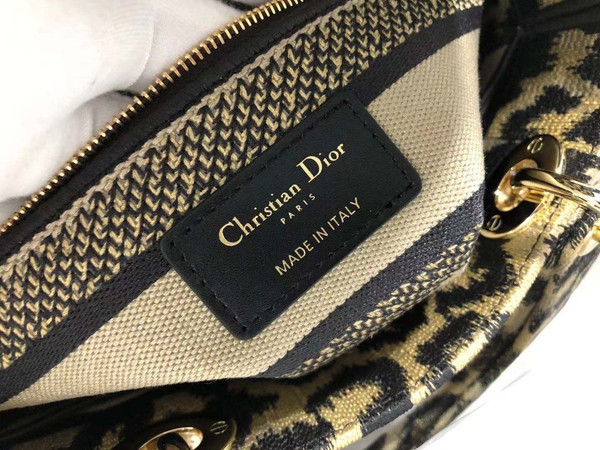 Christian Dior MEDIUM LADY D-LITE BAG Beige Multicolor Mizza Embroidery